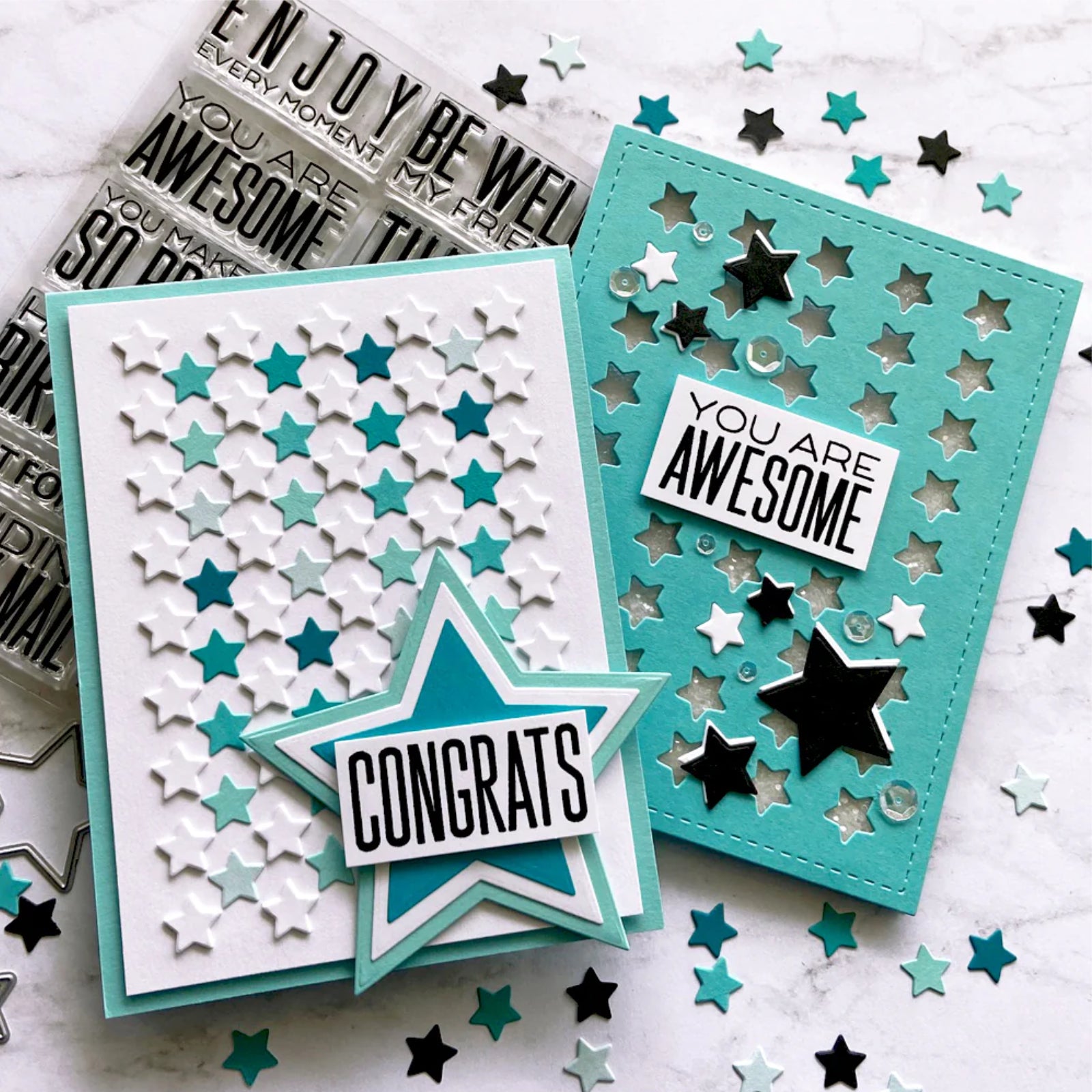 Stars Grid Background w Stitching Border Cutting & Embossing Die