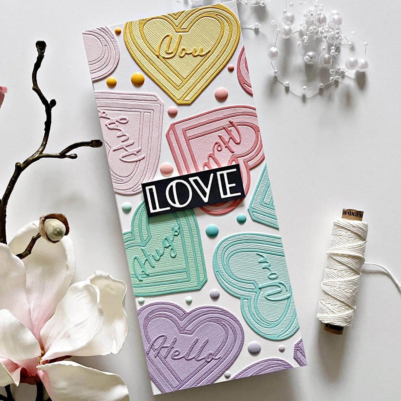 Love Word w Outline Heart Frame Cutting Dies