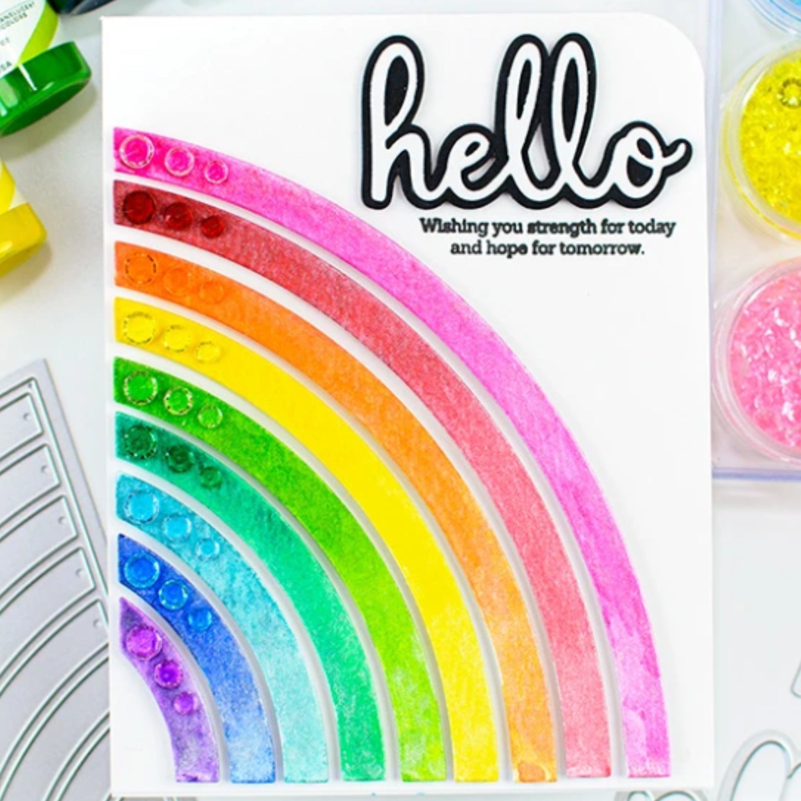 Hello Beautiful Sentiment Words w Shadows Cutting Dies