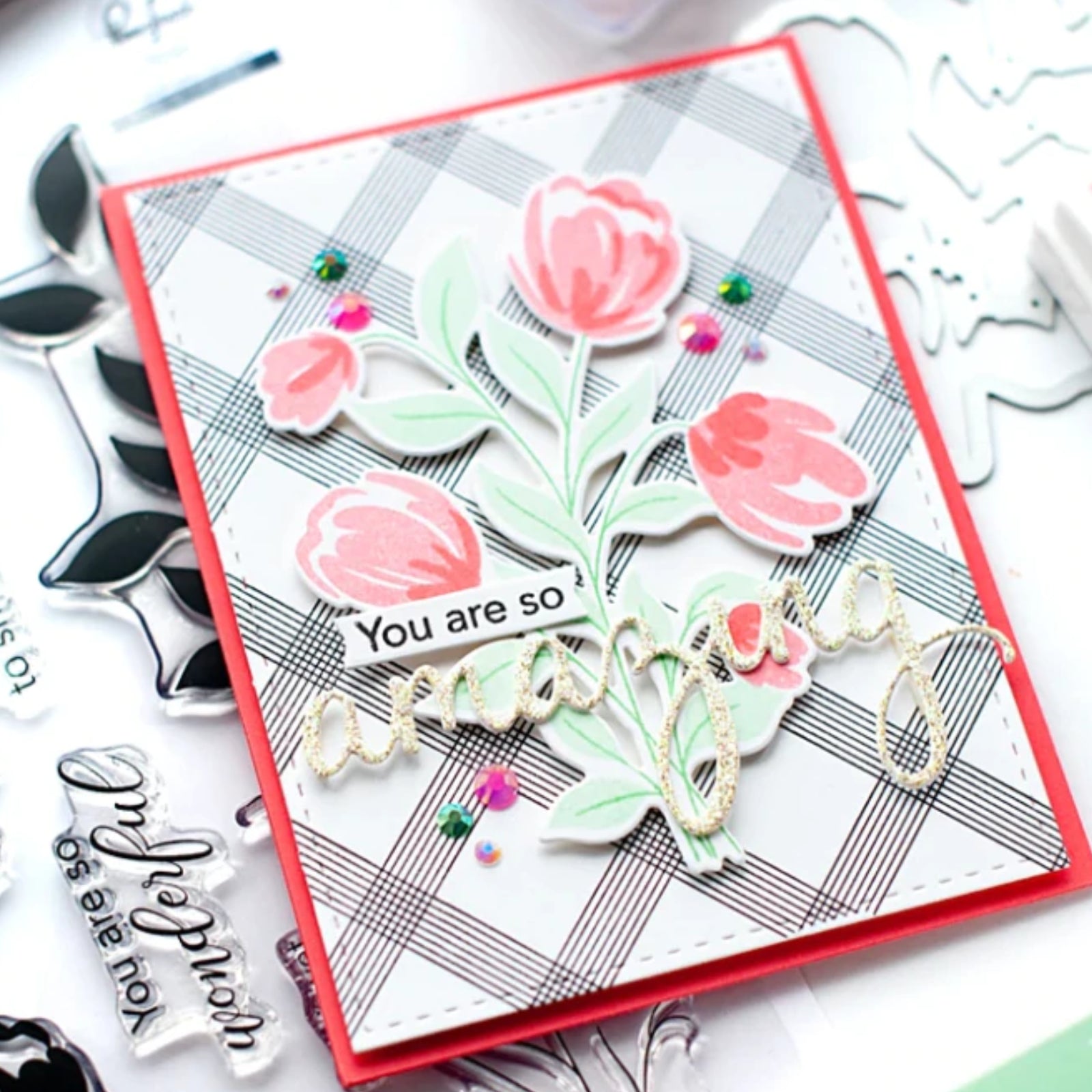 You Are Amazing Sentiment Words w Shadows Cutting Dies