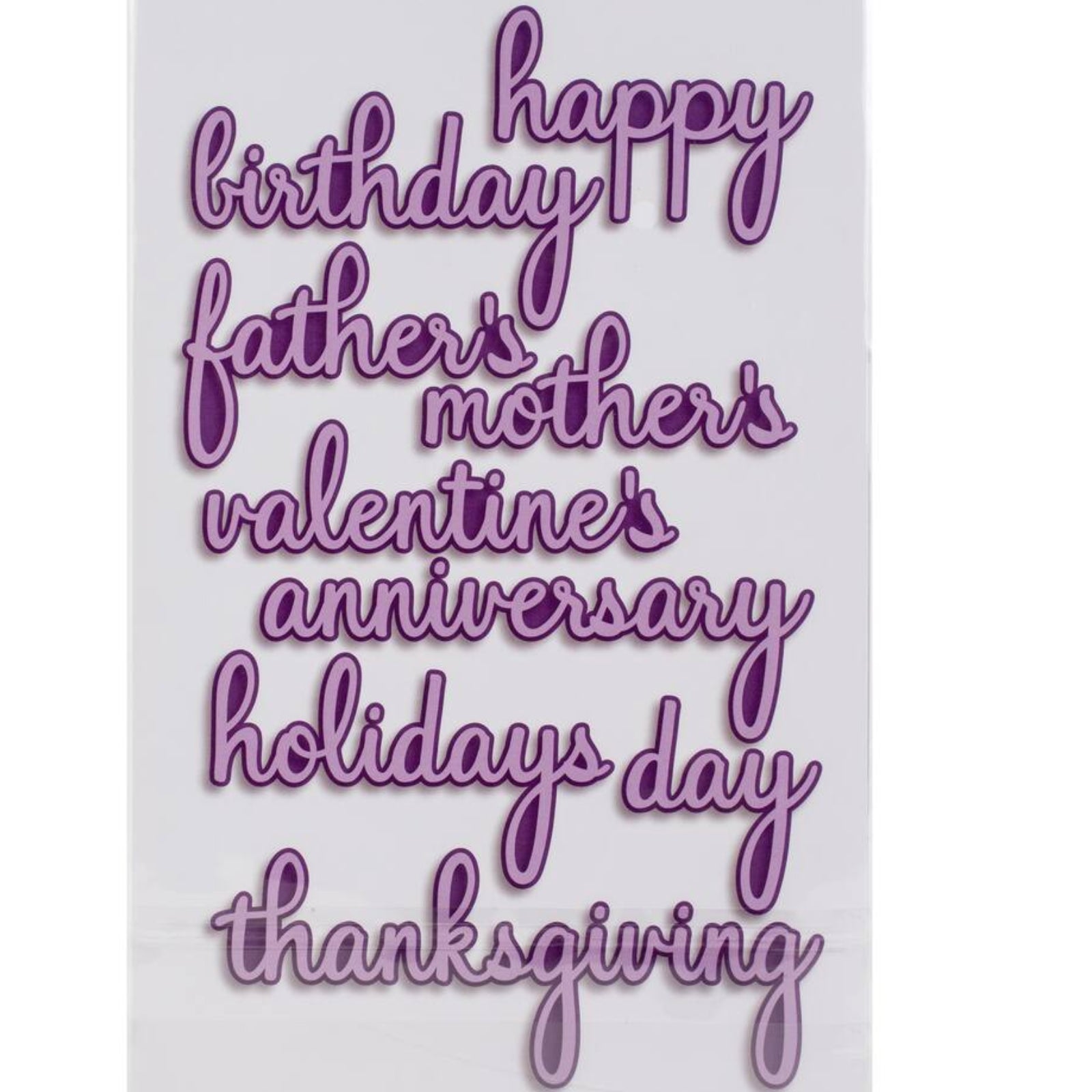 Holidays Happy Sentiments Large Words w Shadows Cutting Dies