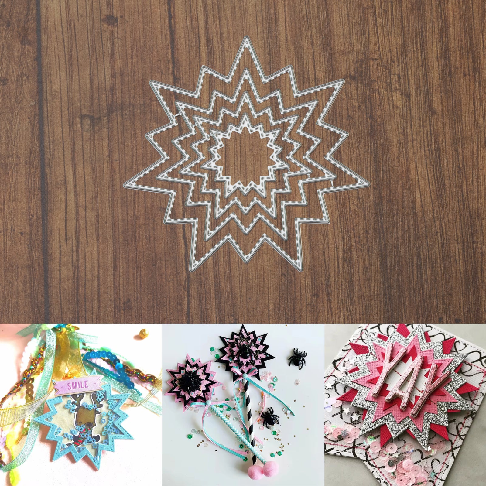 Stitched Bursts Nesting Cutting Embossing Dies