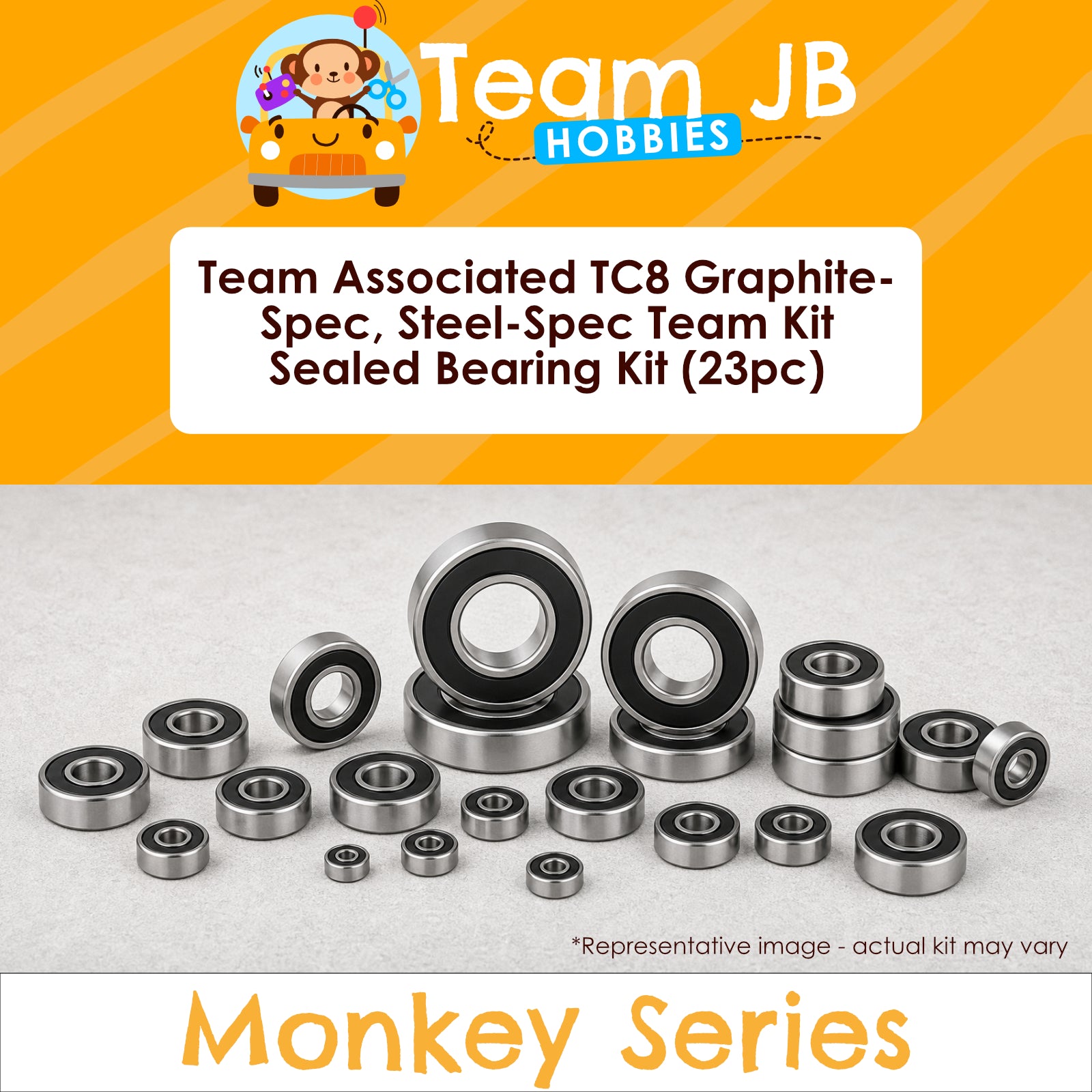 Team Associated TC8 Graphite-Spec Team Kit, TC8 Steel-Spec Team Kit - Sealed Bearing Kit
