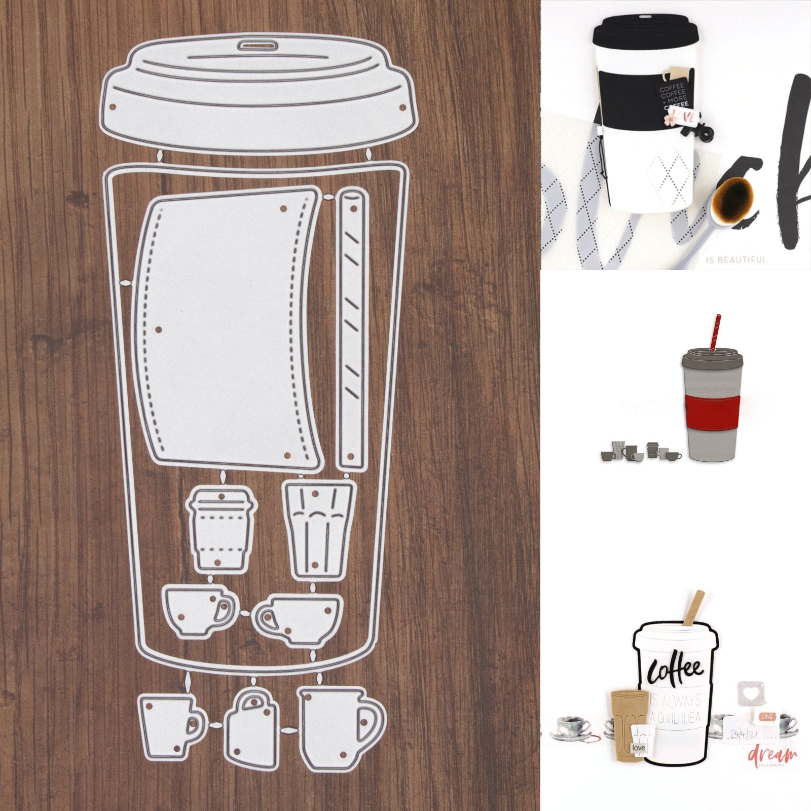 Large Tall Coffee Cup to Go Drinkware Cutting Die Set