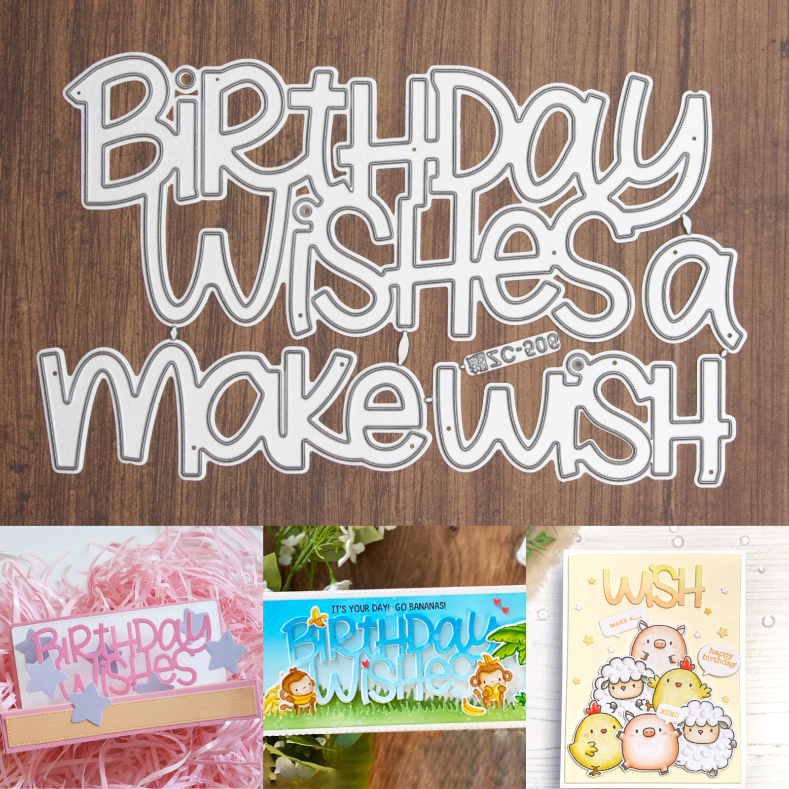 Birthday Wishes & Make a Wish Large Sentiments Cutting Dies