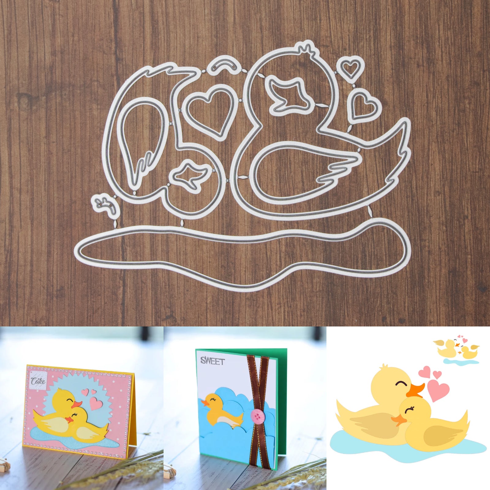 Loving Ducks w Puddle & Hearts Cutting Embossing Dies