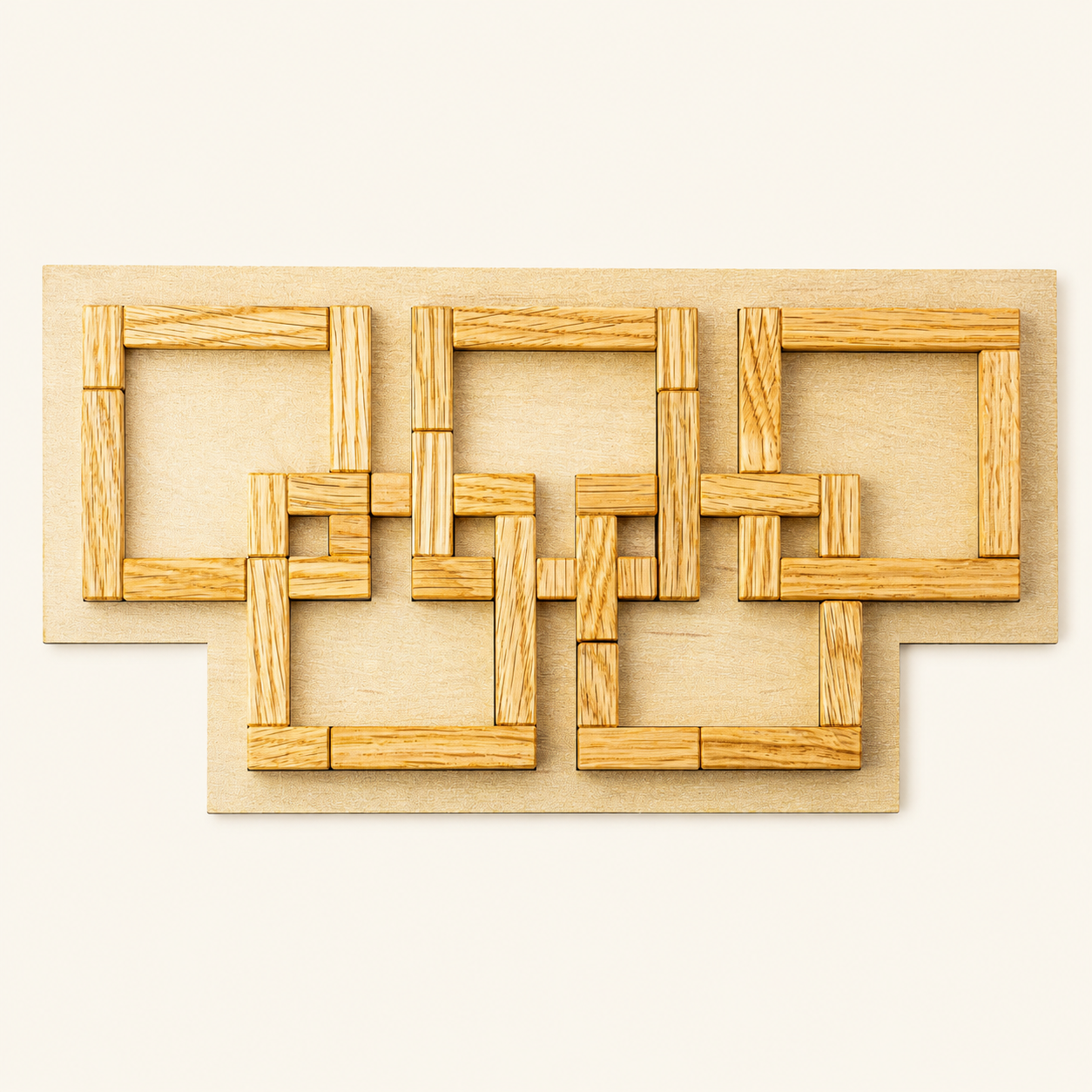 Olympic Squares (Pink Oak) – Advanced Packing Puzzle by Pelikan Puzzles