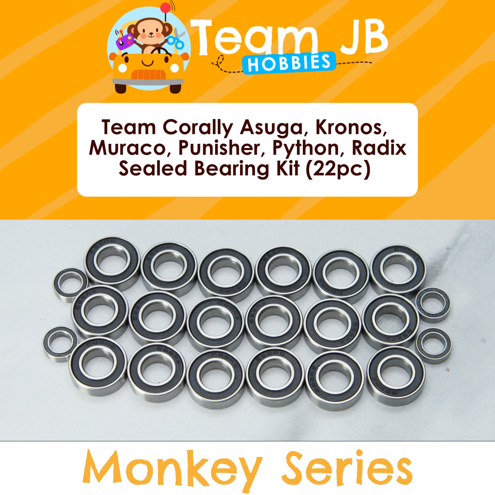 Team Corally Asuga, Kronos, Muraco, Punisher, Python, Radix, Shogun - Sealed Bearing Kit