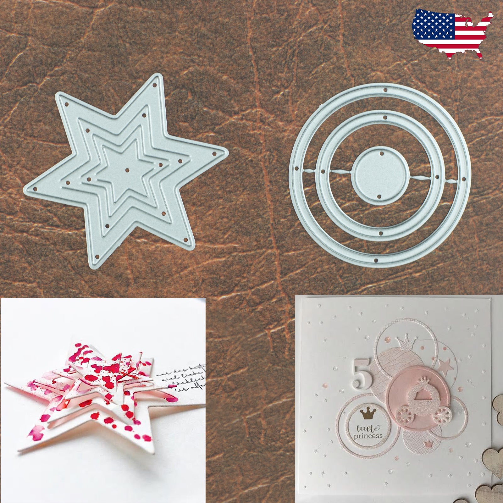 3D Star & Circle Ring Frames Cutting Dies