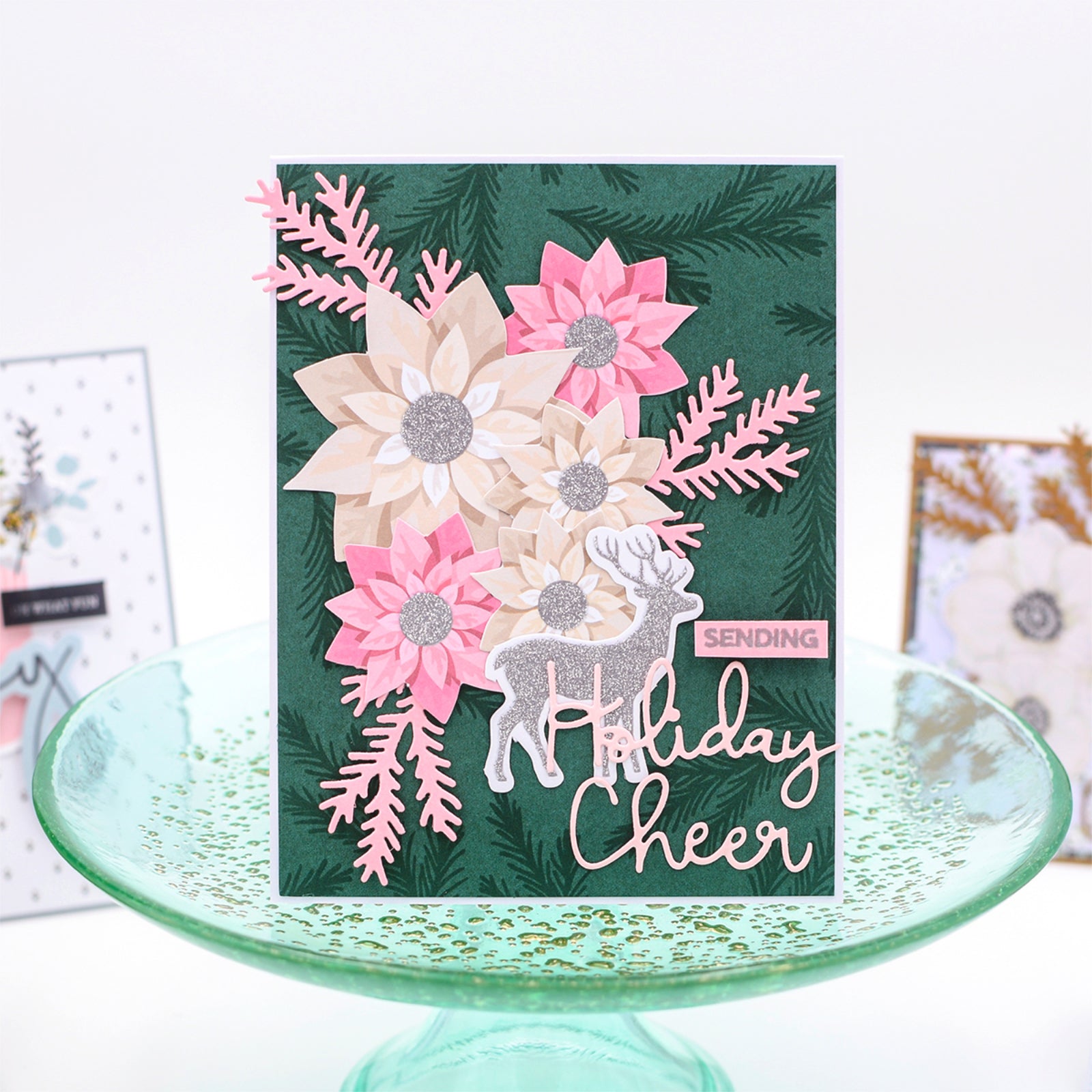 Holiday Cheer Merry Christmas Sentiment Words w Foliage Cutting Dies