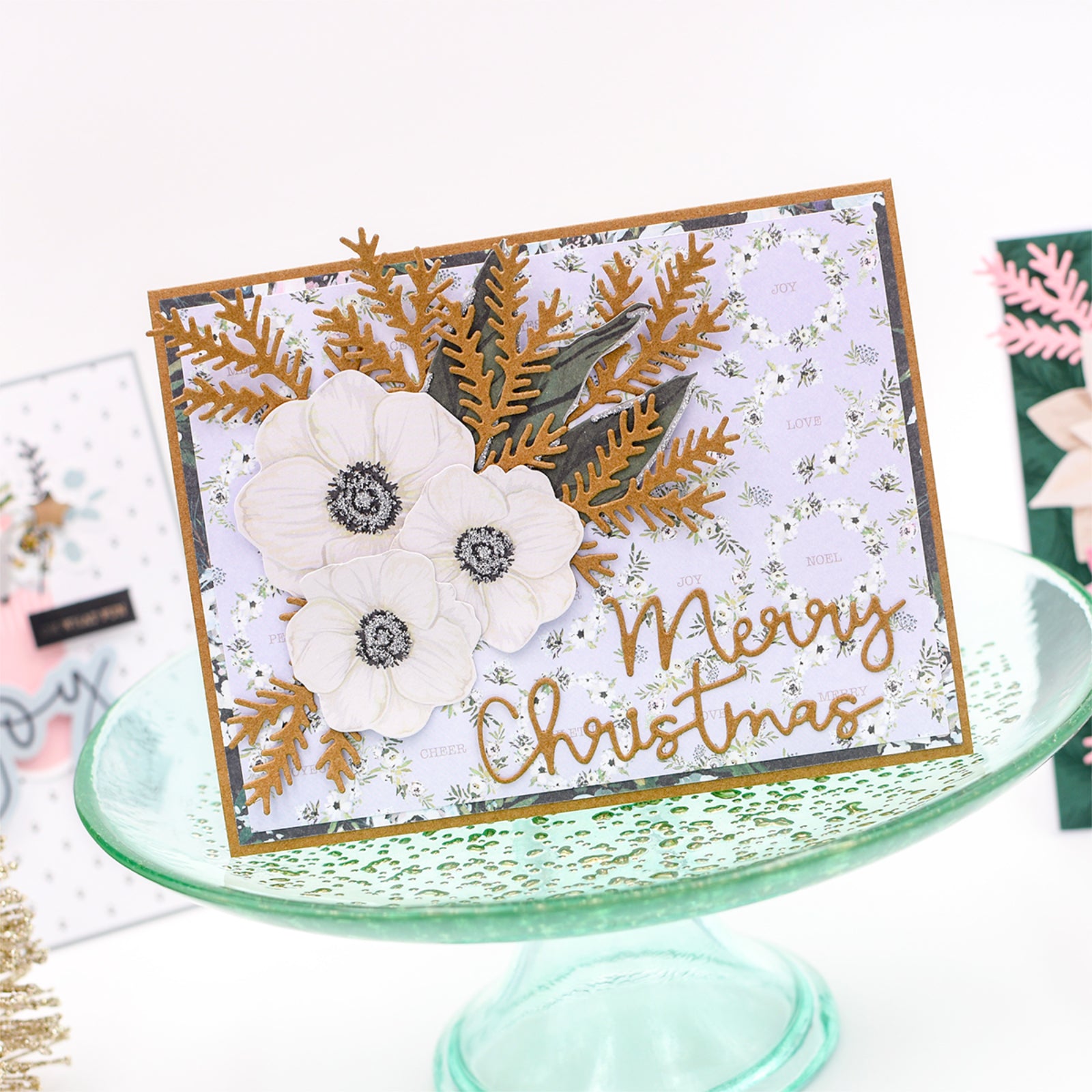 Holiday Cheer Merry Christmas Sentiment Words w Foliage Cutting Dies