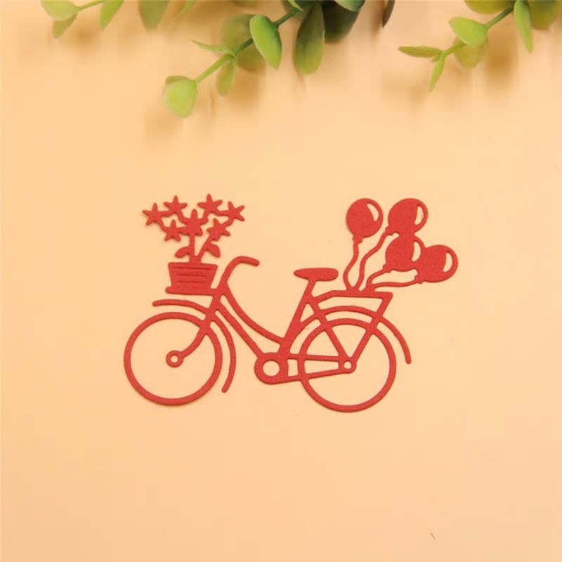 Bicycle with Basket Flowers Balloons Cutting & Embossing Die