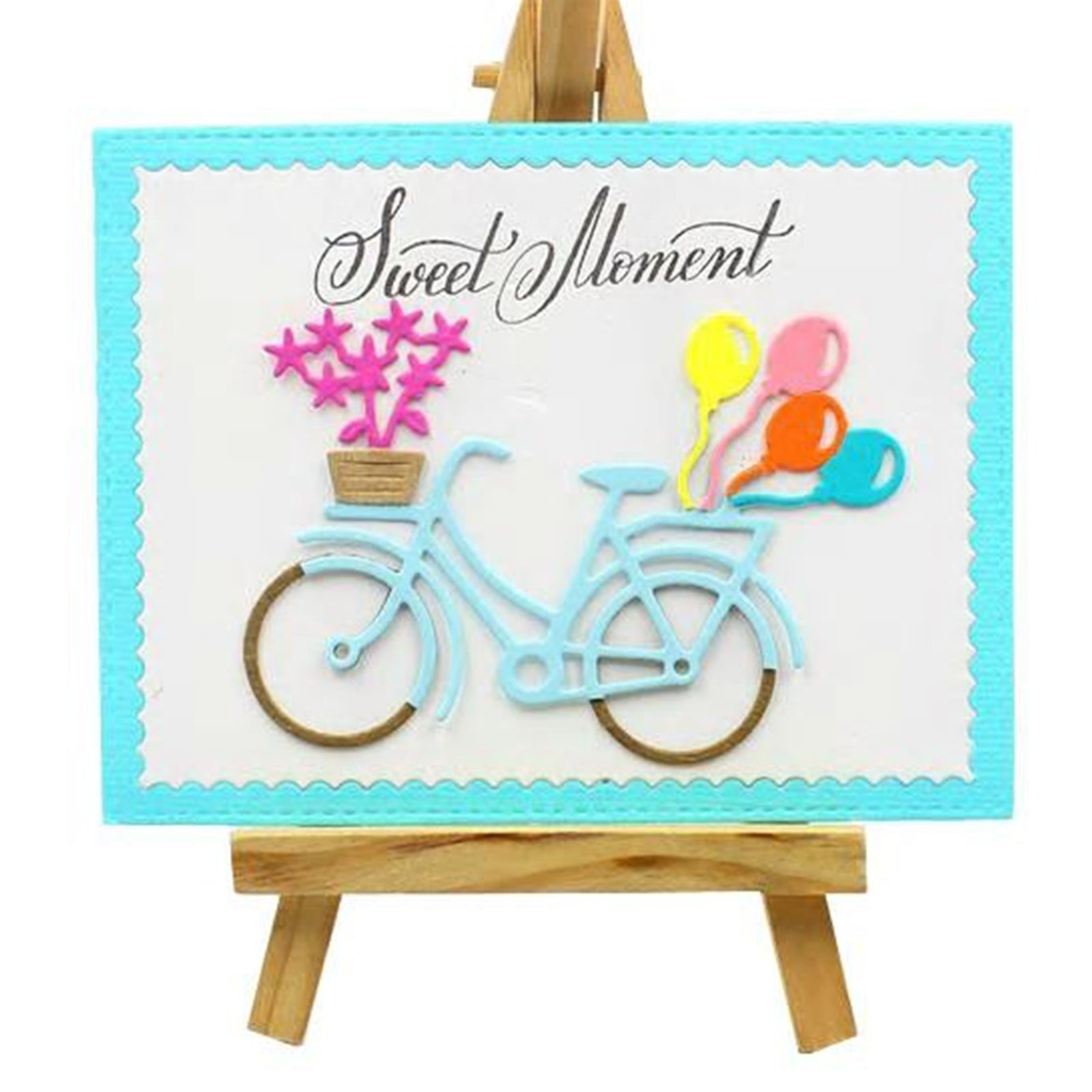 Bicycle with Basket Flowers Balloons Cutting & Embossing Die