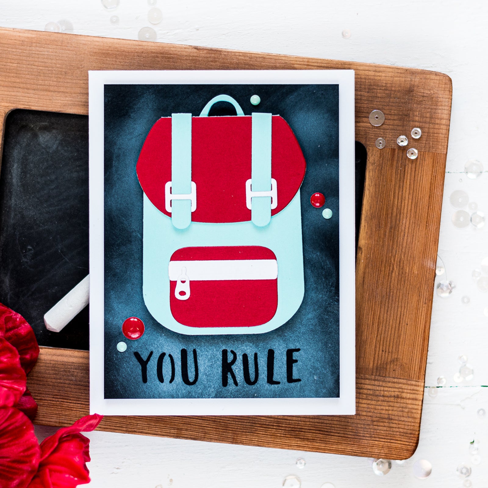 You Rule! Backpack w School Supplies Cutting & Embossing Dies
