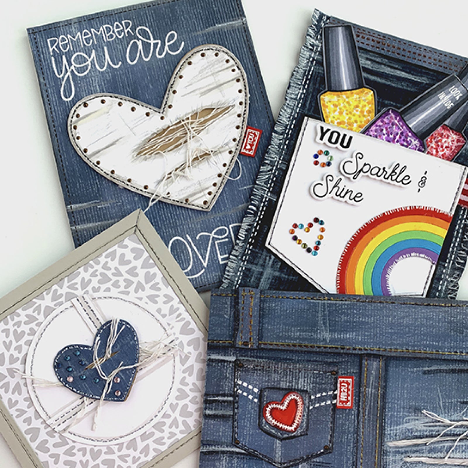 Nesting Stitched Jeans Pockets Full of Love Mega Cutting Dies Set