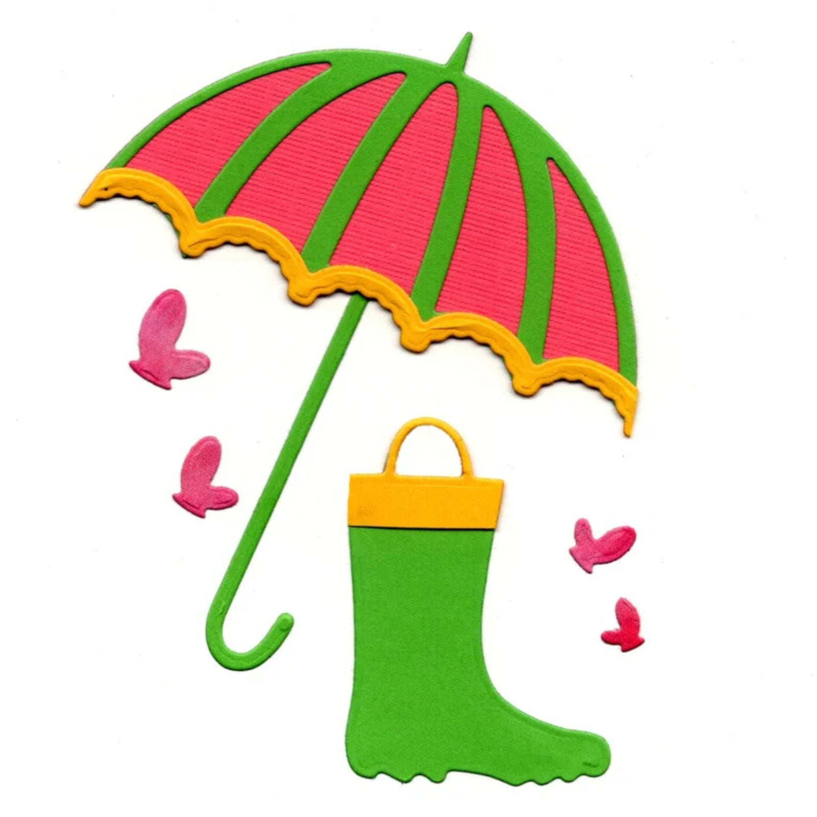 Rainboot & Umbrella w Butterflies Cutting Embossing Dies