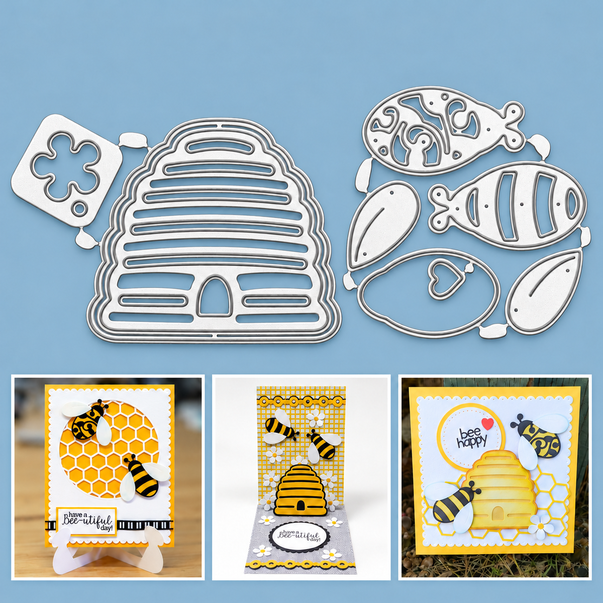 Beautiful Bees w Hive Layering Cutting & Embossing Dies