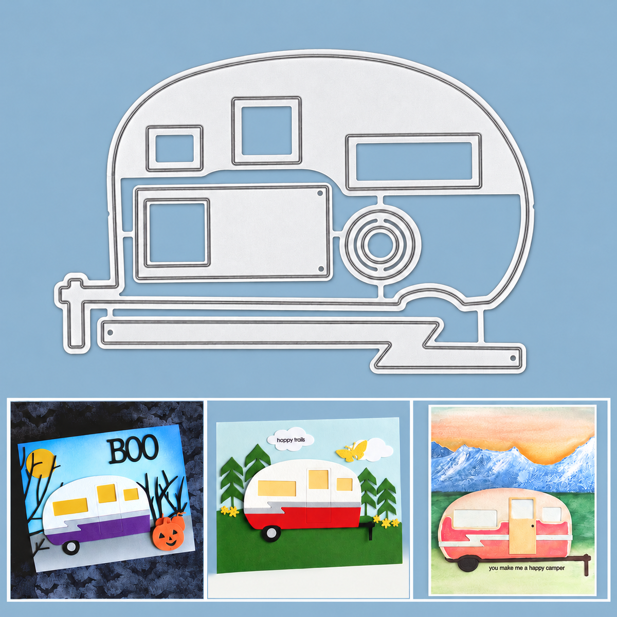 Hitched Camper Trailer Cutting & Embossing Dies