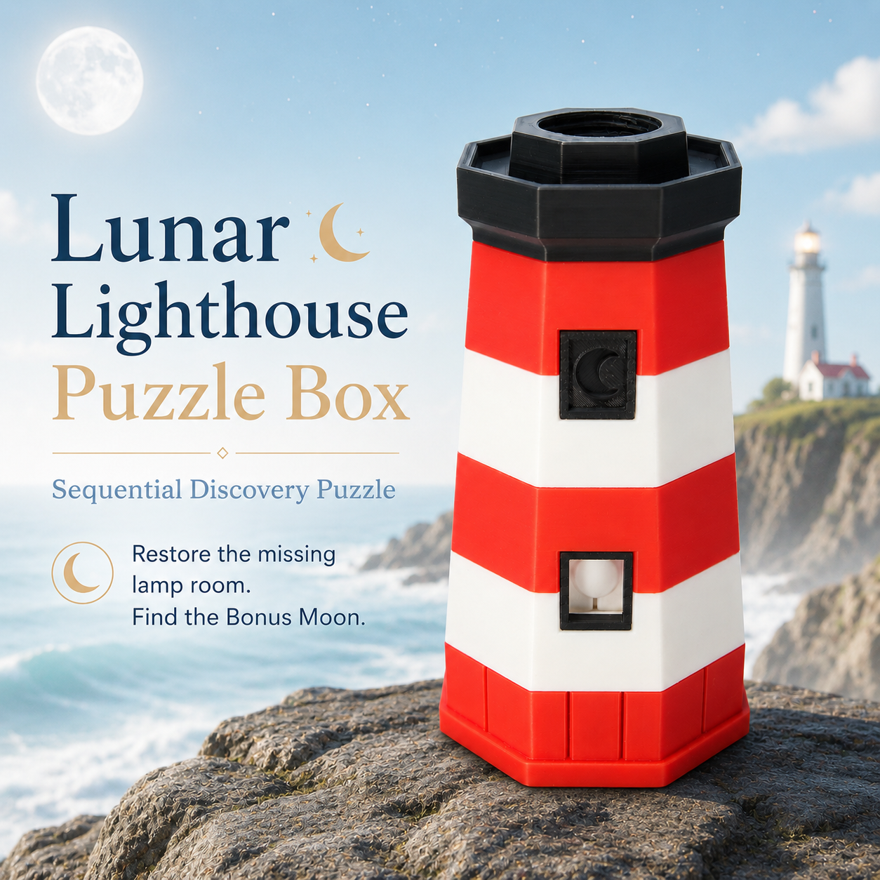 Lunar Lighthouse Puzzle Box – Advanced Sequential Discovery Puzzle by Team JB Hobbies