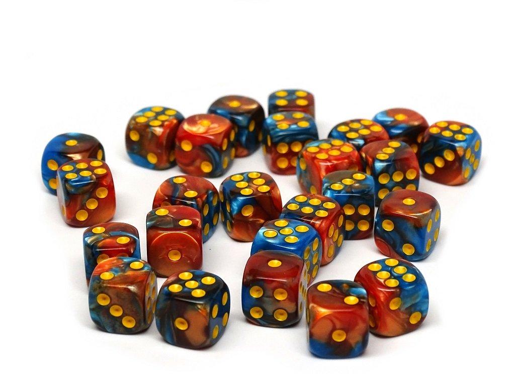 12mm D6 Dice - Cobalt and Copper Swirl - 25 Count Bag