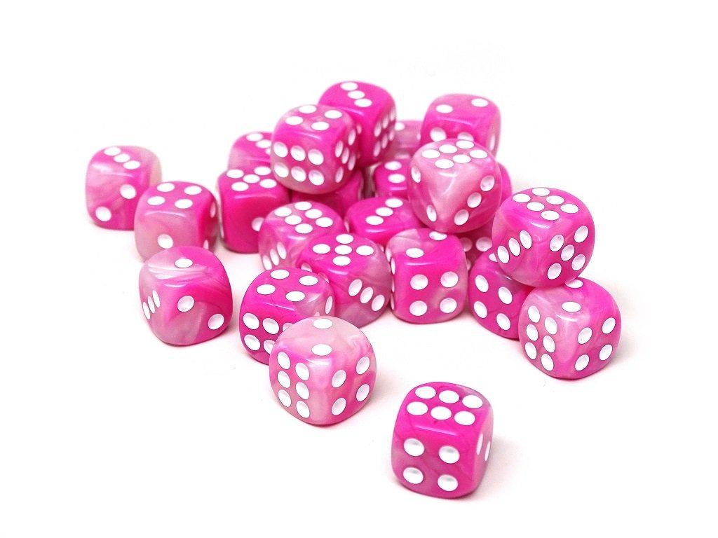 12mm D6 Dice - Pink Opal - 25 Count Bag