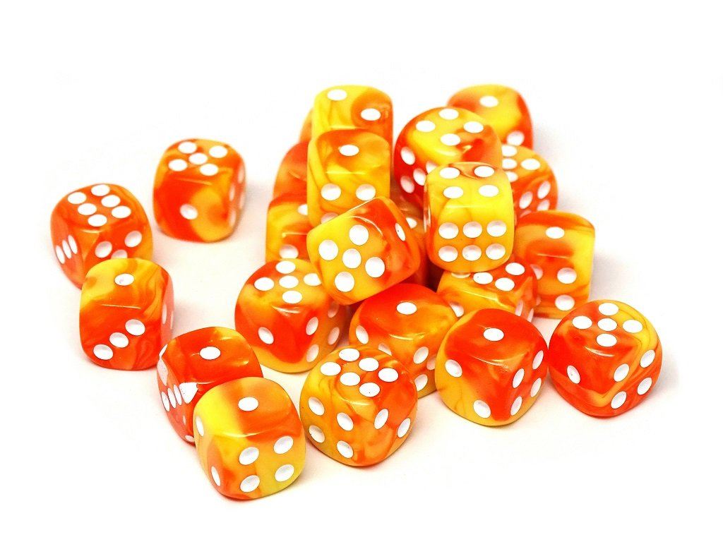 12mm D6 Dice - Blazing Sun - 25 Count Bag