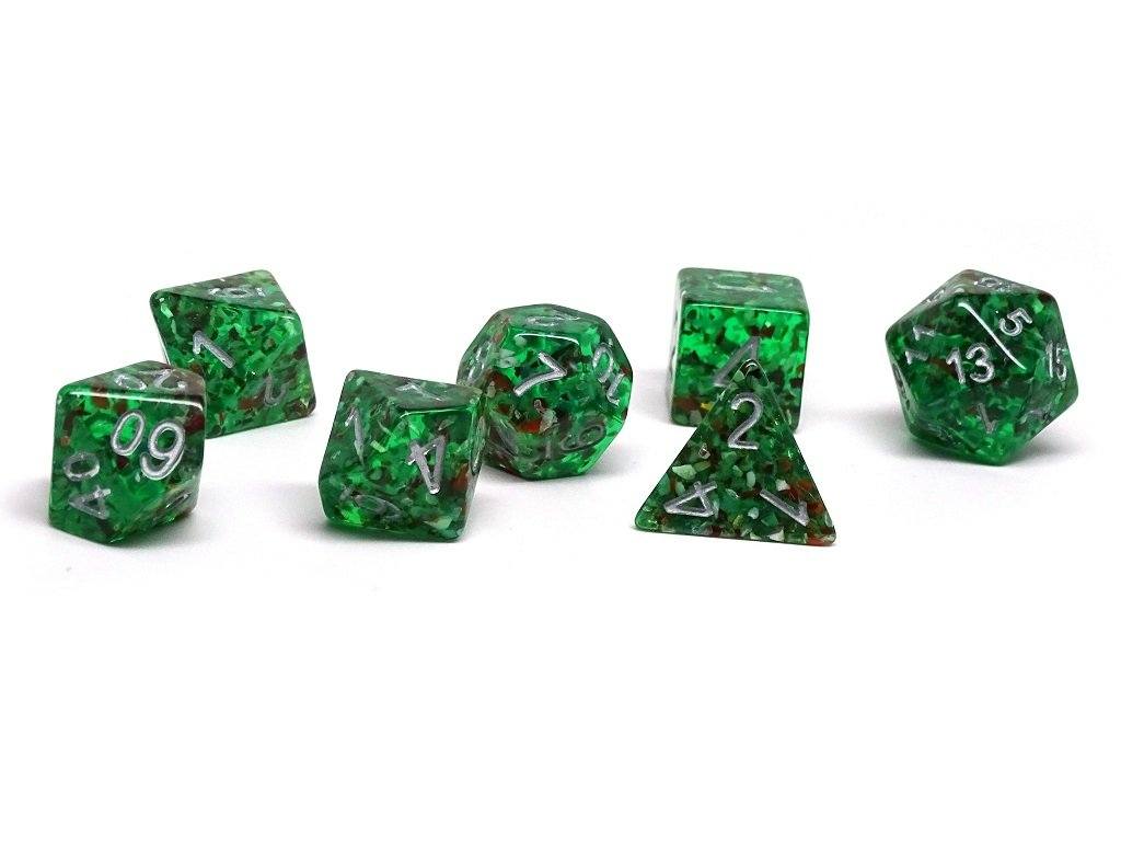 Green Translucent Speckle Dice Collection - 7 Piece Set