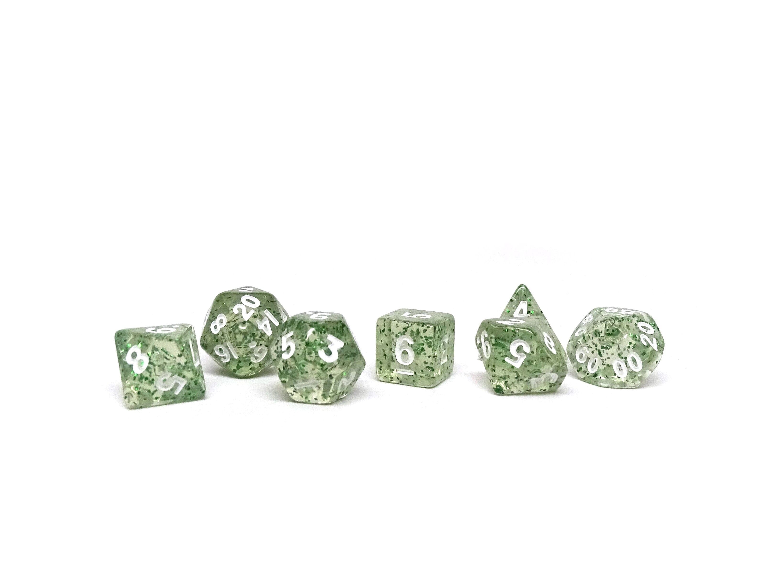 10mm Green Sparkle Mini Dice Set