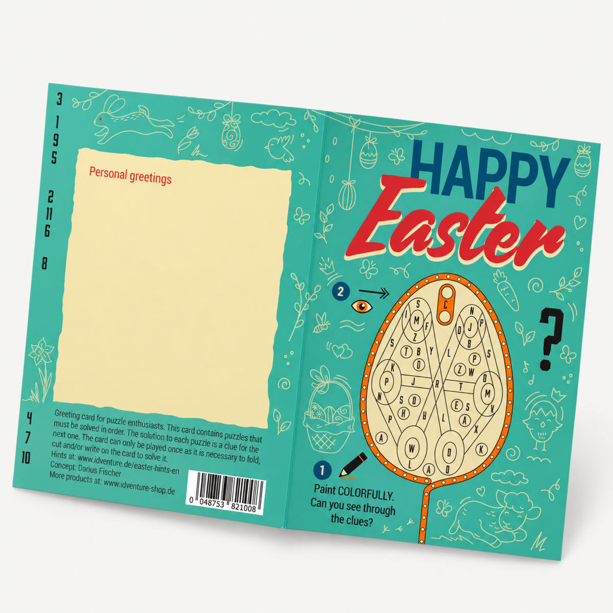 English Easter escape card original printed front and back