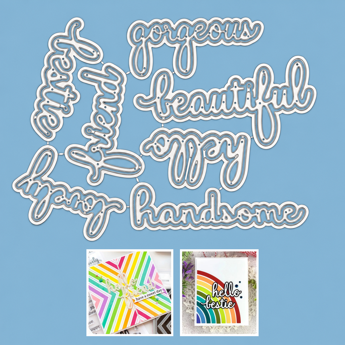 Hello Beautiful Sentiment Words w Shadows Cutting Dies