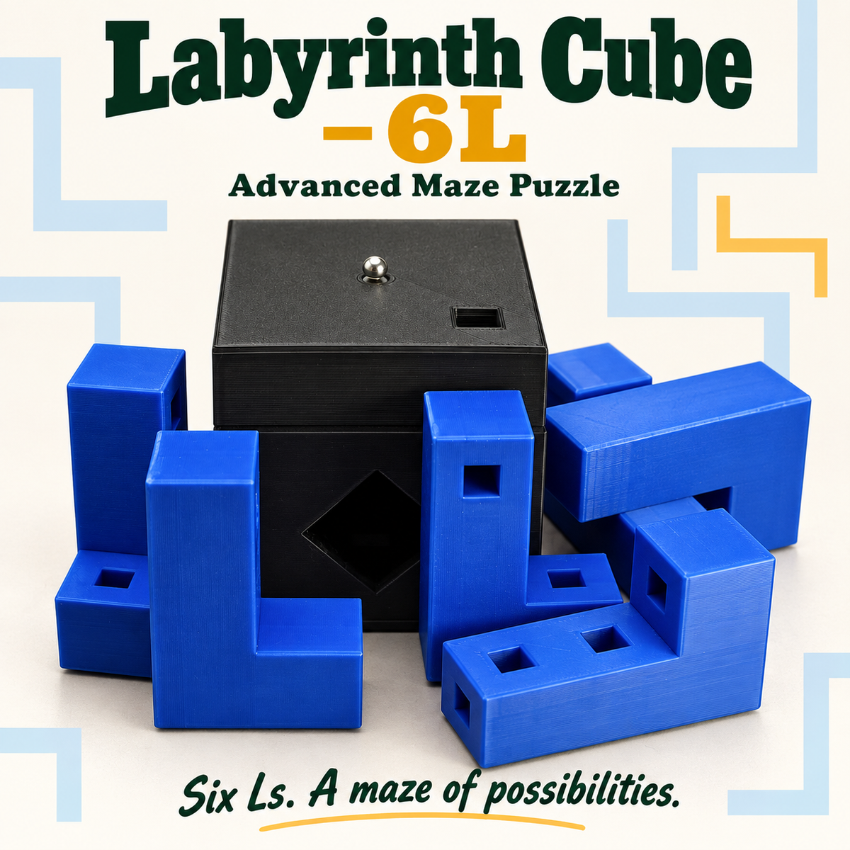 Labyrinth Cube – 6L – Advanced Maze Puzzle by PuzzledByPiker