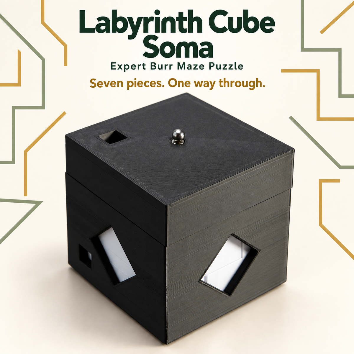 Labyrinth Cube – Soma – Expert Burr Maze Puzzle by PuzzledByPiker