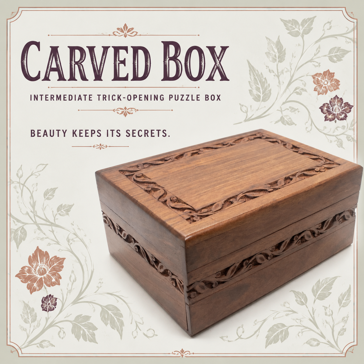 Carved Box – Intermediate Puzzle Box by Jean Claude Constantin