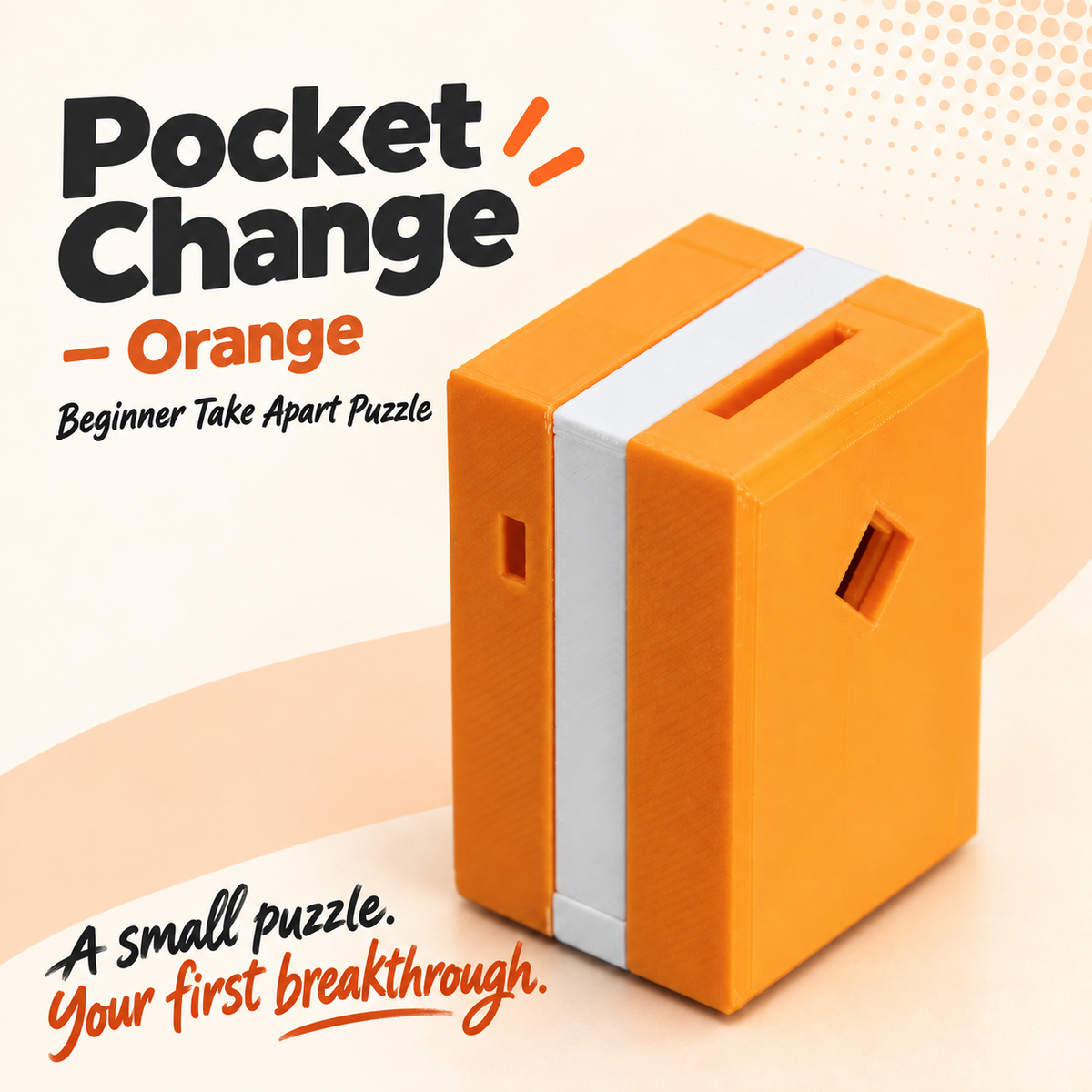 Pocket Change – Orange – Beginner Take Apart Puzzle by PuzzledByPiker