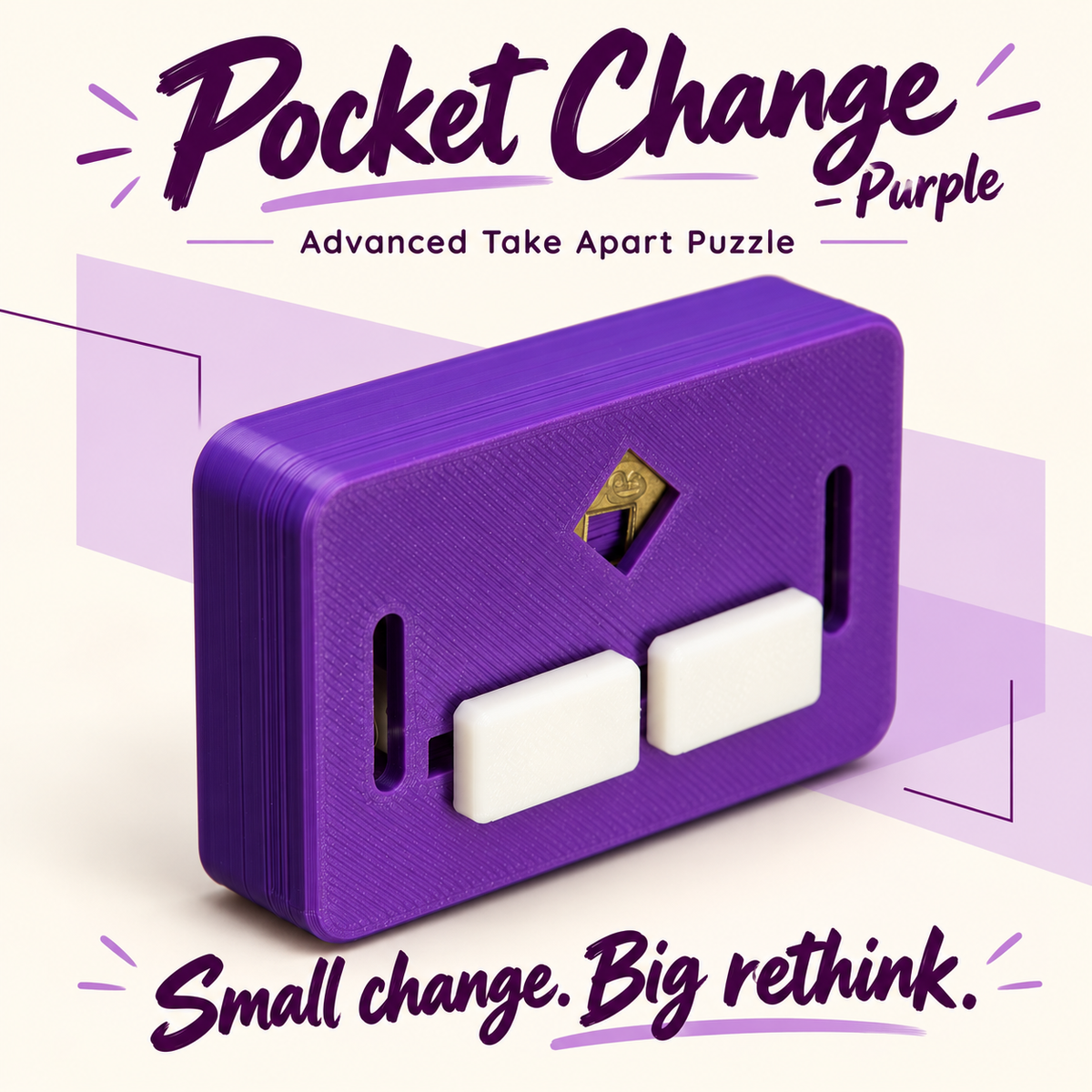 Pocket Change – Purple – Advanced Take Apart Puzzle by PuzzledByPiker