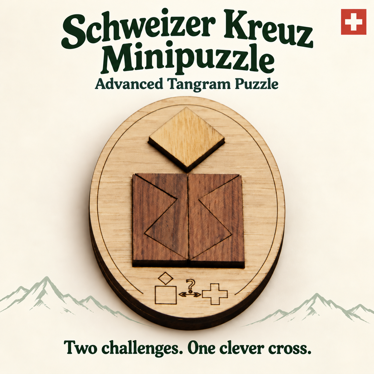 Schweizer Kreuz Minipuzzle – Advanced Tangram Puzzle by Siebenstein-Spiele