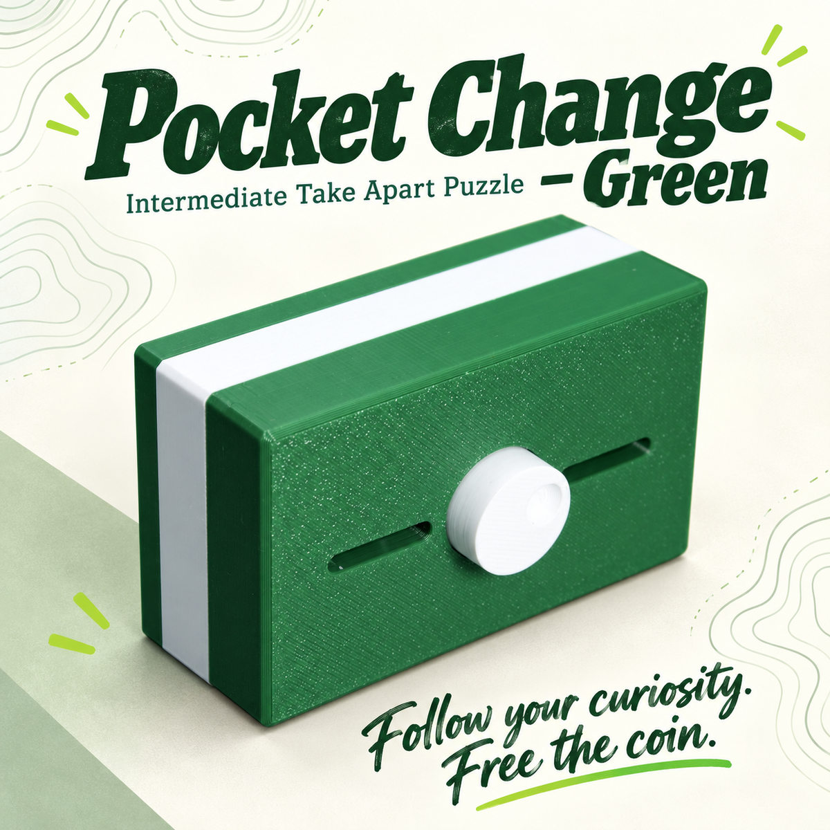 Pocket Change - Green – Intermediate Take Apart Puzzle by PuzzledByPiker