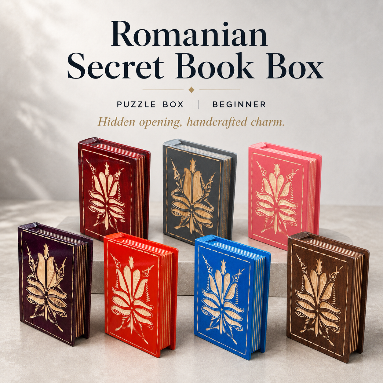 Romanian Secret Book Box – Beginner Trick Opening Puzzle Box by TransylvanyArt
