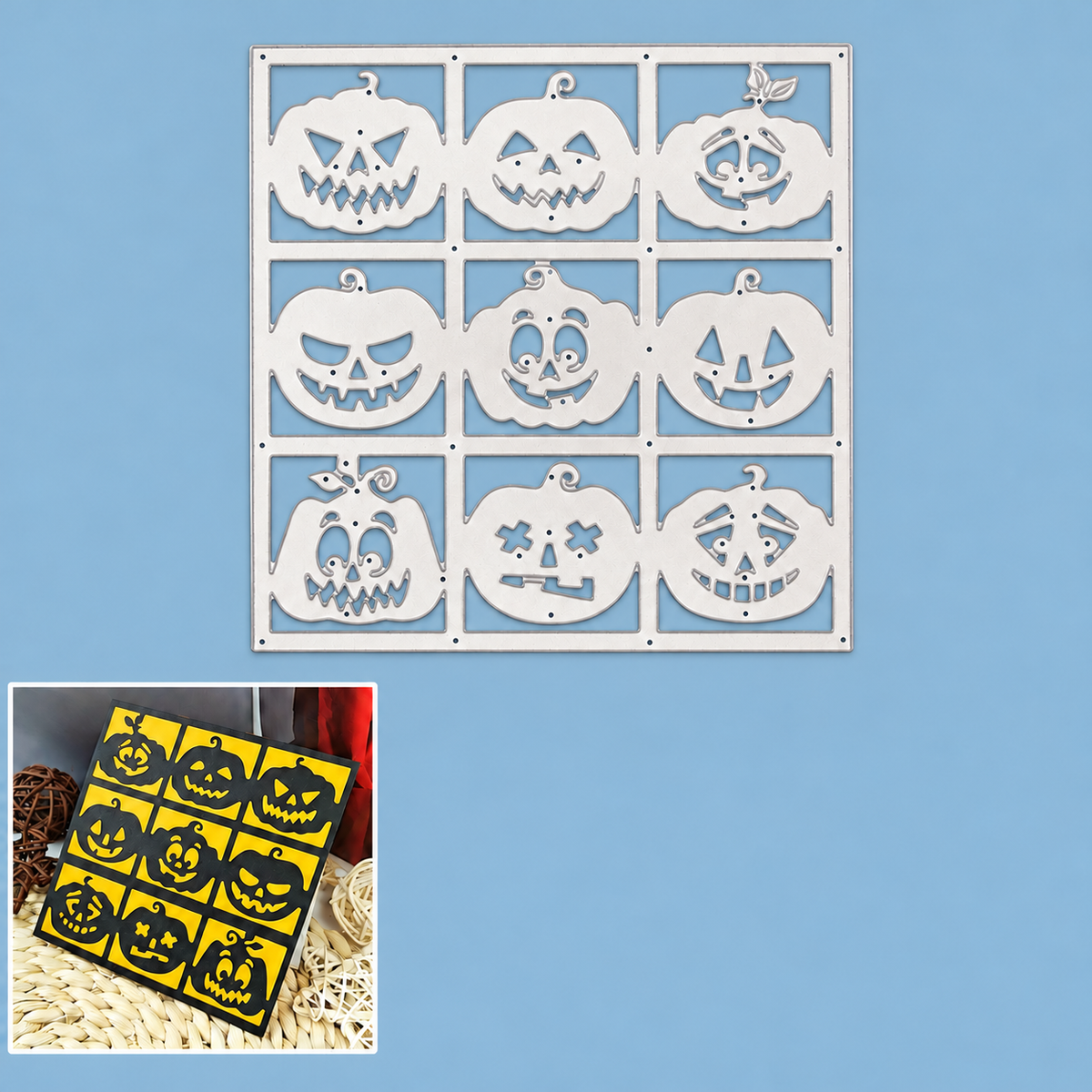 Halloween Jack-o-Lanterns Grid Background Frame Cutting Die