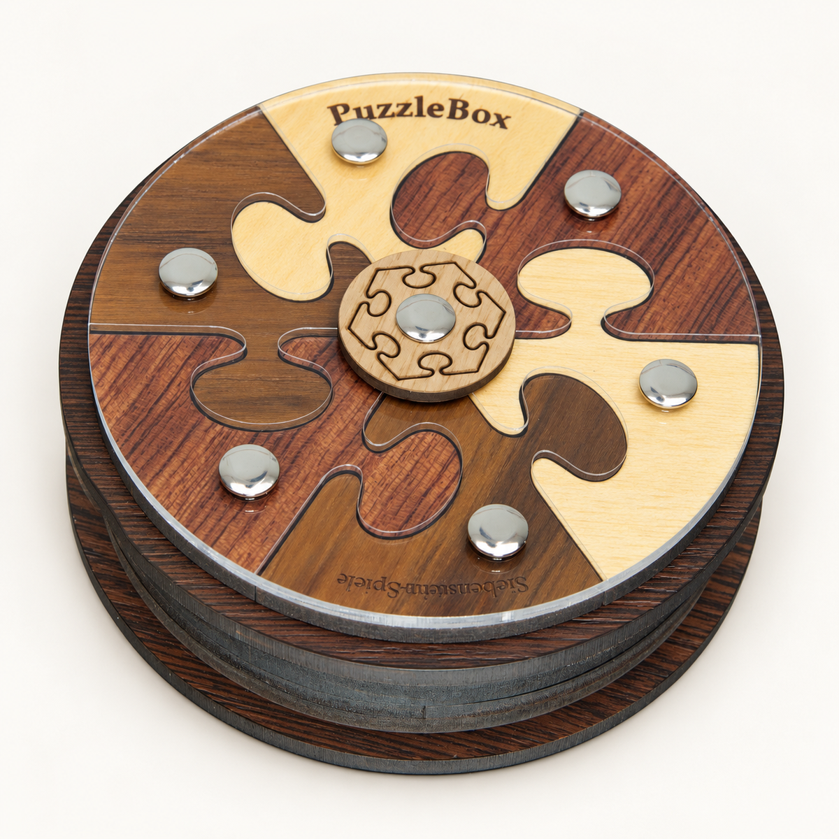 Puzzle Box 03 closed wooden puzzle box, neutral product view