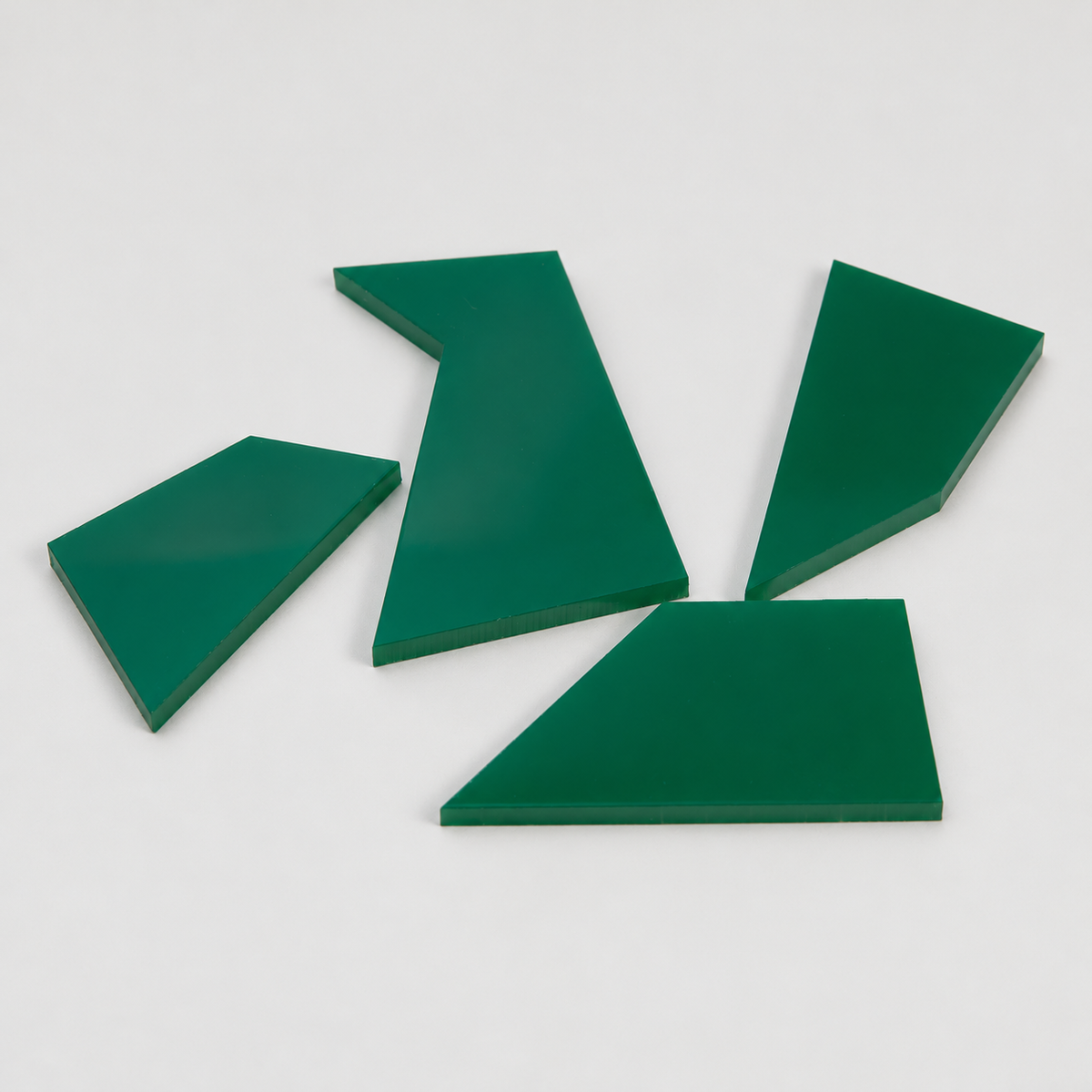 See Me Try 2 four green acrylic pieces in original source arrangement