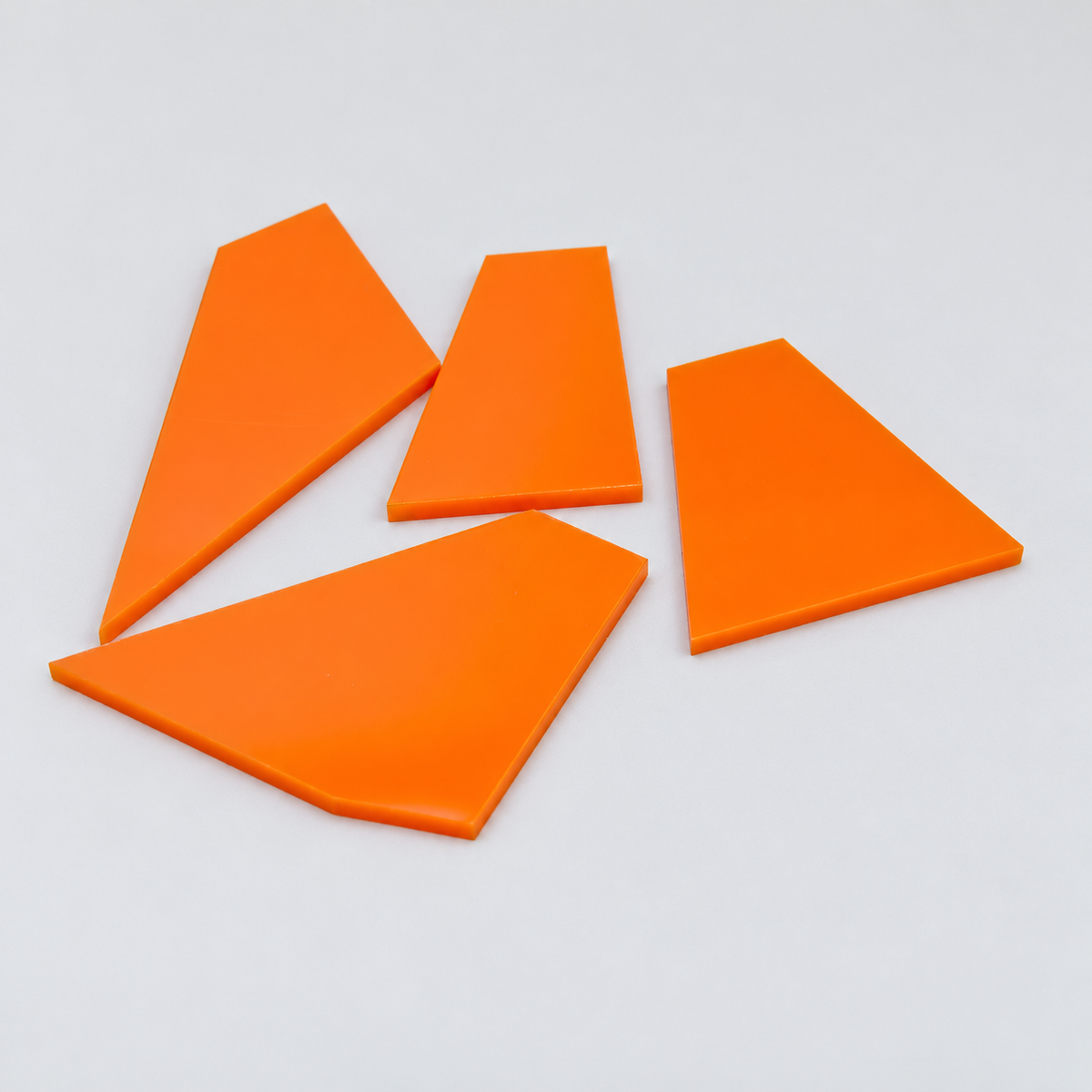 See Me Try 3 four orange acrylic pieces in original source arrangement