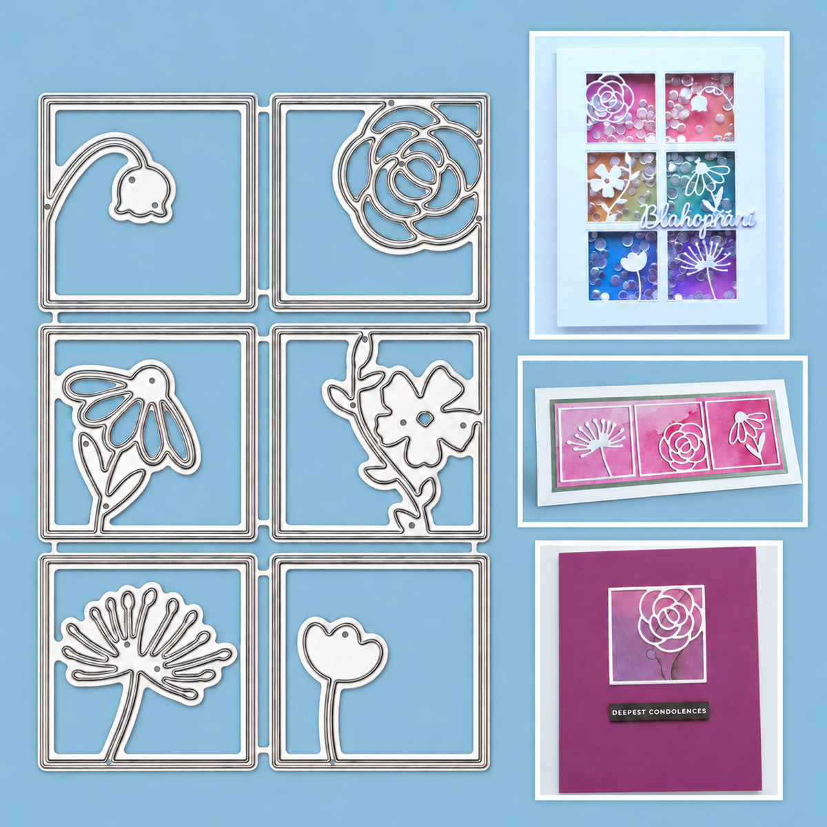 Square Framed Flowers Cutting Dies