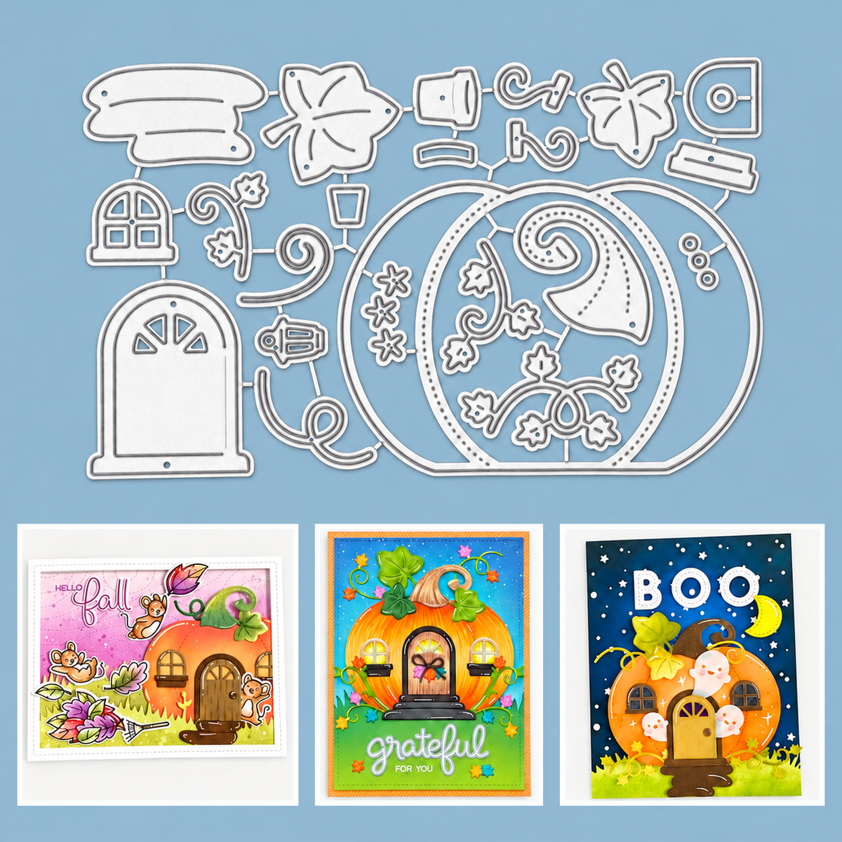 Stitched Pumpkin House Cutting Die Set