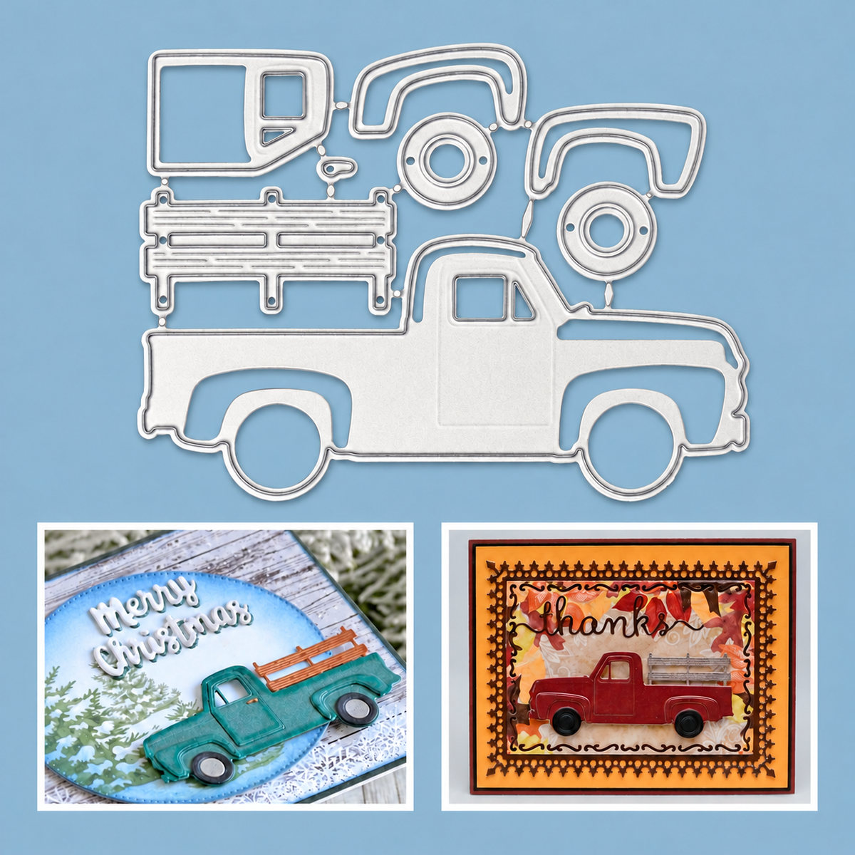 Vintage Pickup Truck Side Profile BYO Cutting & Embossing Dies