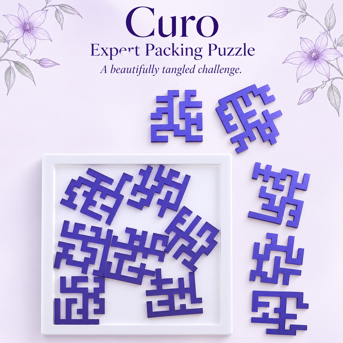 Curo acrylic packing puzzle by Acazu promotional hero
