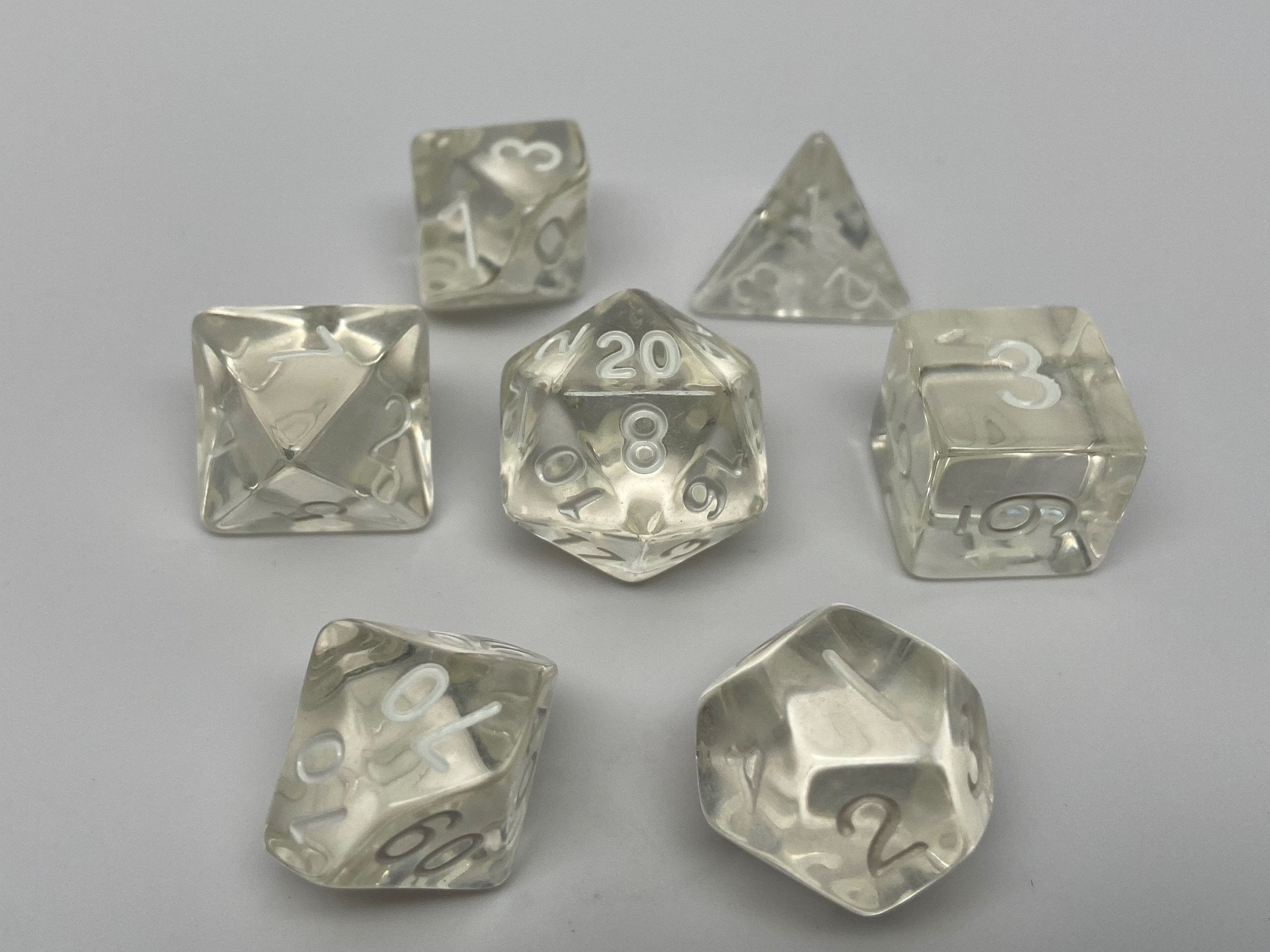 Clear Translucent Dice - 7 Piece Set