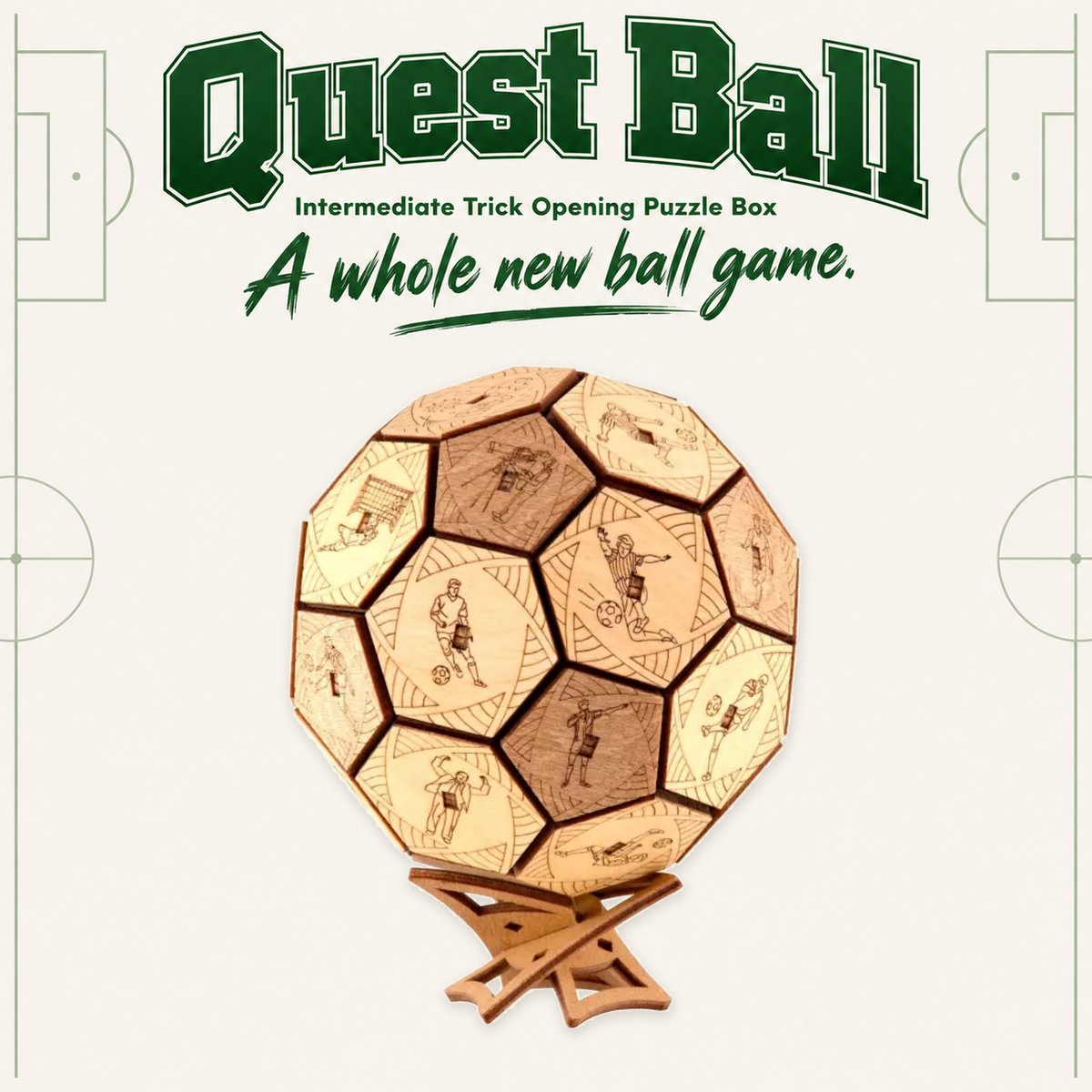 ESCWelt Quest Ball wooden puzzle on a themed background