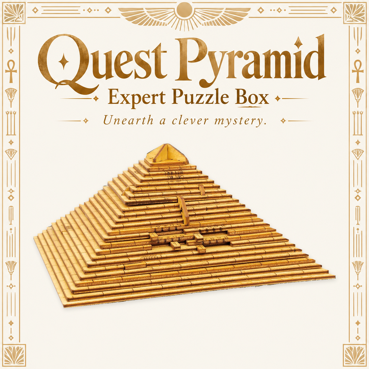 ESCWelt Quest Pyramid wooden puzzle on a themed background