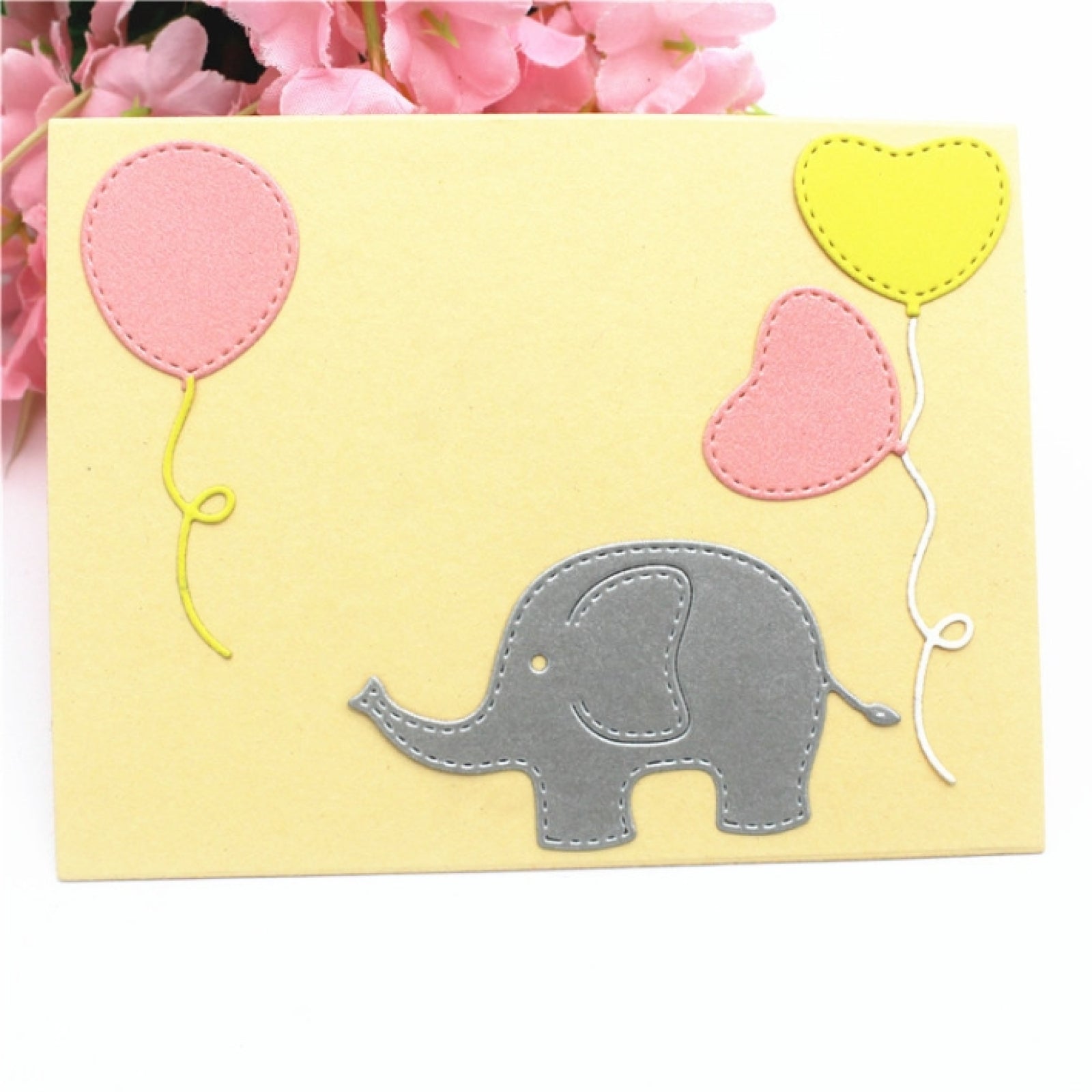 Stitched Elephant w Balloons Cutting Dies